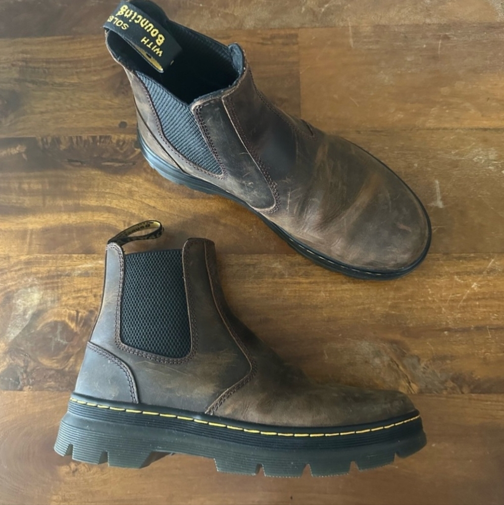 Dr. Martens Brown Chelsea Boots with Rugged Sole W9 M8